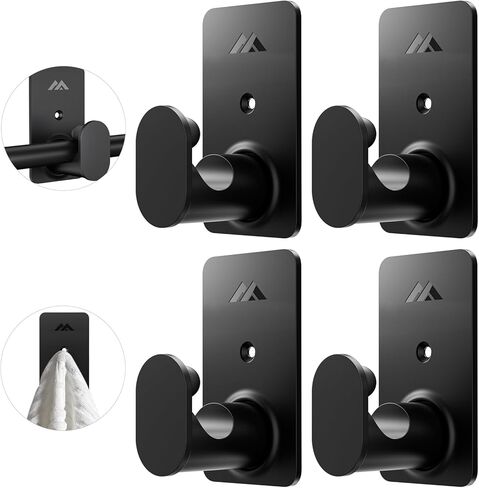 No Drill Curtain Rod Brackets for Poles 5/8" Upgrade 3M Adhesive Renter Friendly Nail Free Curtain Rod Hooks No Drilling Curtain Rod Holders Self Adhesive Curtain Rod Hooks Up to 25 lb (4Pcs Black) in Kuwait