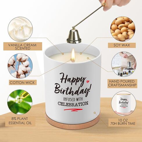 Happy Birthday Gifts Candle, Christmas Birthday Gifts for Women, Unique Birthday Gifts Ideas for Mom, Dad, Coworker, Wife, Sister, Friendship, Birthday Scented Soy Candles, 10OZ in Saudi Arabia