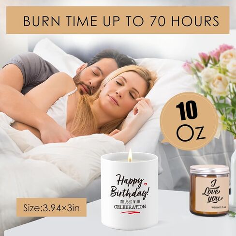 Happy Birthday Gifts Candle, Christmas Birthday Gifts for Women, Unique Birthday Gifts Ideas for Mom, Dad, Coworker, Wife, Sister, Friendship, Birthday Scented Soy Candles, 10OZ in Saudi Arabia