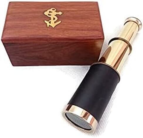 Captains Pirates Telescope Spyglass For Gift Adults Portable Collapsible Handheld Telescope Monocular Adventure Factory Brass decorative Nautical For Navy And Outdoor Spyglass Finish Box in Saudi Arabia
