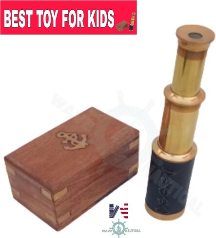 Captains Pirates Telescope Spyglass For Gift Adults Portable Collapsible Handheld Telescope Monocular Adventure Factory Brass decorative Nautical For Navy And Outdoor Spyglass Finish Box in Saudi Arabia