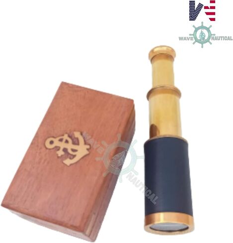 Captains Pirates Telescope Spyglass For Gift Adults Portable Collapsible Handheld Telescope Monocular Adventure Factory Brass decorative Nautical For Navy And Outdoor Spyglass Finish Box in Saudi Arabia