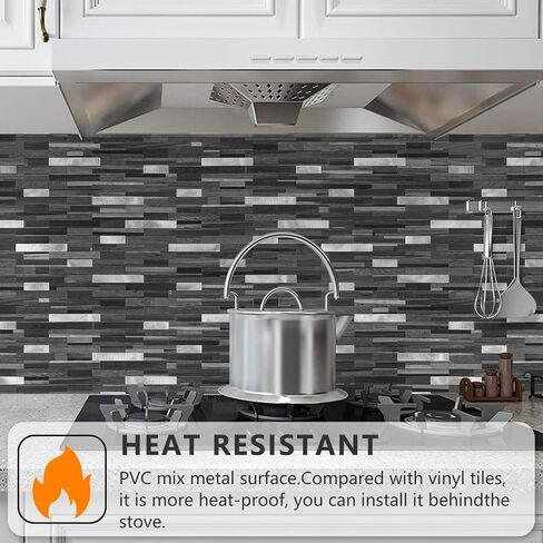 STICKGOO Peel and Stick Backsplash, PVC Wall Tiles Stick on Backsplash for Kitchen(10 Sheets, Beige with Metal Gold) in Kuwait