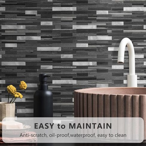 STICKGOO Peel and Stick Backsplash, PVC Wall Tiles Stick on Backsplash for Kitchen(10 Sheets, Beige with Metal Gold) in Kuwait