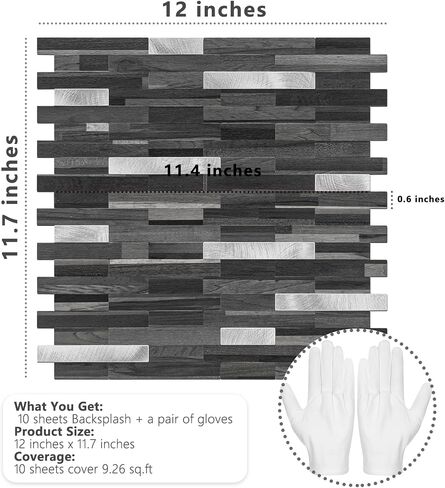 STICKGOO Peel and Stick Backsplash, PVC Wall Tiles Stick on Backsplash for Kitchen(10 Sheets, Beige with Metal Gold) in Kuwait