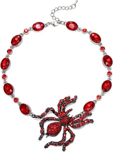 BriLove Halloween Costumes Spider Necklace for Women, Costume Gothic Shiny Rhinestone Strand Choker Necklaces Jewelry for Cosplay Party Prom Accessory in Saudi Arabia