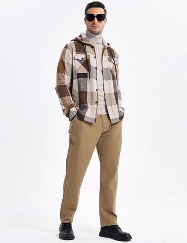 JMIERR Mens Cotton Flannel Shirts Casual Button Down Hoodie Plaid Shirt Long Sleeve Lightweight Jackets with Pockets in Saudi Arabia