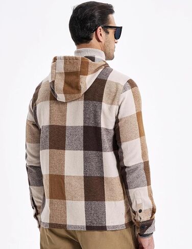 JMIERR Mens Cotton Flannel Shirts Casual Button Down Hoodie Plaid Shirt Long Sleeve Lightweight Jackets with Pockets in Saudi Arabia