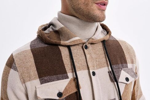 JMIERR Mens Cotton Flannel Shirts Casual Button Down Hoodie Plaid Shirt Long Sleeve Lightweight Jackets with Pockets in Saudi Arabia