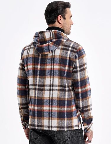 JMIERR Mens Cotton Flannel Shirts Casual Button Down Hoodie Plaid Shirt Long Sleeve Lightweight Jackets with Pockets in Saudi Arabia