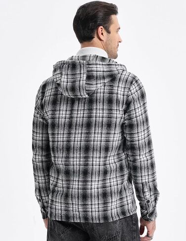 JMIERR Mens Cotton Flannel Shirts Casual Button Down Hoodie Plaid Shirt Long Sleeve Lightweight Jackets with Pockets in Saudi Arabia