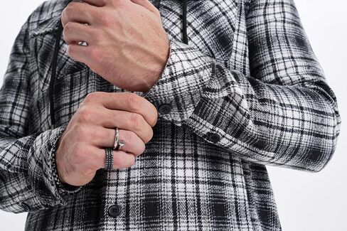JMIERR Mens Cotton Flannel Shirts Casual Button Down Hoodie Plaid Shirt Long Sleeve Lightweight Jackets with Pockets in Saudi Arabia
