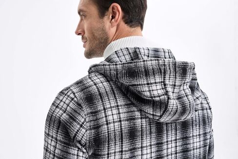 JMIERR Mens Cotton Flannel Shirts Casual Button Down Hoodie Plaid Shirt Long Sleeve Lightweight Jackets with Pockets in Saudi Arabia