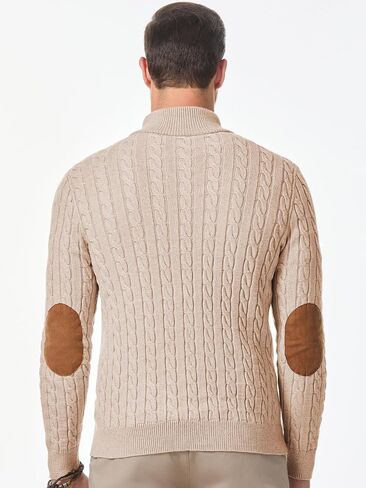 JMIERR Men's Cable Knit Pullover Sweater Casual Long Sleeve Stand Collar Button Knitted Sweaters in Saudi Arabia