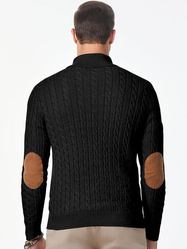 JMIERR Men's Cable Knit Pullover Sweater Casual Long Sleeve Stand Collar Button Knitted Sweaters in Kuwait