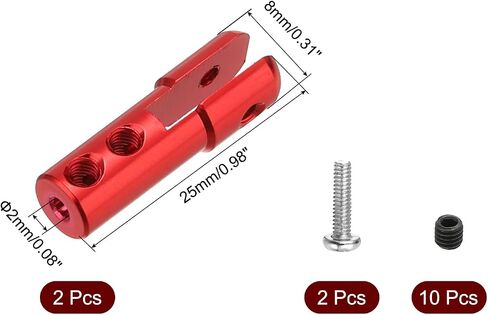 MECCANIXITY 2Pcs Metal Clevis M2 Thread Aluminum Alloy Clevis Servo Horn Tie Rod Chuck Connector with Screws for RC Airplane Car Helicopter Model Replacements,Silver in Saudi Arabia