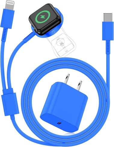 لشاحن ساعة Apple 2 في 1 USB C [معتمد من Apple MFi] كابل شحن سريع مغناطيسي iWatch بطول 6 أقدام ونوع C كتلة توصيل حائط لسلسلة iPhone Apple Watch Series 8/7/6/SE/5/4/3/2/1/ ايفون 14/13/12/11 in Saudi Arabia