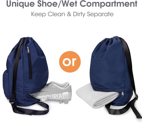 WANDF Drawstring Backpack with Shoe Pocket, Gym Bag Water-Resistant String Sackpack Cinch Bag for Women Men in Kuwait
