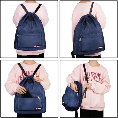 WANDF Drawstring Backpack with Shoe Pocket, Gym Bag Water-Resistant String Sackpack Cinch Bag for Women Men in Kuwait