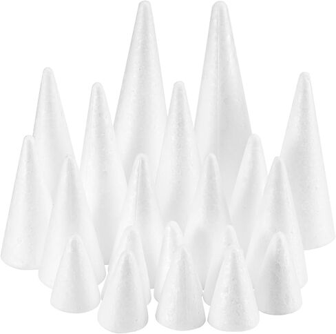 FFchuanhe 20pcs Mixed Size (2-8in) Craft Foam Cones Set for Art and DIY in Kuwait