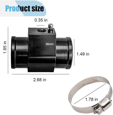 3PCS Auto Water Temp Joint Pipe, Aluminum Sensor Gauge Radiator Hose Adapter, Universal Water Temperature Extension Adapter with Clamps (38MM) in Kuwait