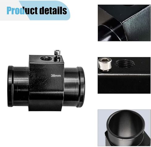 3PCS Auto Water Temp Joint Pipe, Aluminum Sensor Gauge Radiator Hose Adapter, Universal Water Temperature Extension Adapter with Clamps (38MM) in Kuwait