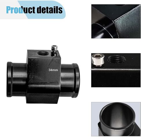 3PCS Auto Water Temp Joint Pipe, Aluminum Sensor Gauge Radiator Hose Adapter, Universal Water Temperature Extension Adapter with Clamps (38MM) in Kuwait