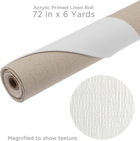 Centurion 11 oz. Acrylic Primed 100% Linen Canvas Roll, 84 inches x 6 Yards Double Primed Medium Weight with Even Surface Texture - Archival Ready to Stretch Linen Canvas Material for All Wet Media in Saudi Arabia