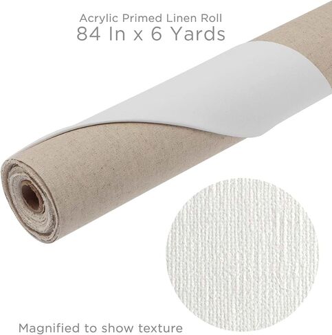 Centurion 11 oz. Acrylic Primed 100% Linen Canvas Roll, 84 inches x 6 Yards Double Primed Medium Weight with Even Surface Texture - Archival Ready to Stretch Linen Canvas Material for All Wet Media in Saudi Arabia
