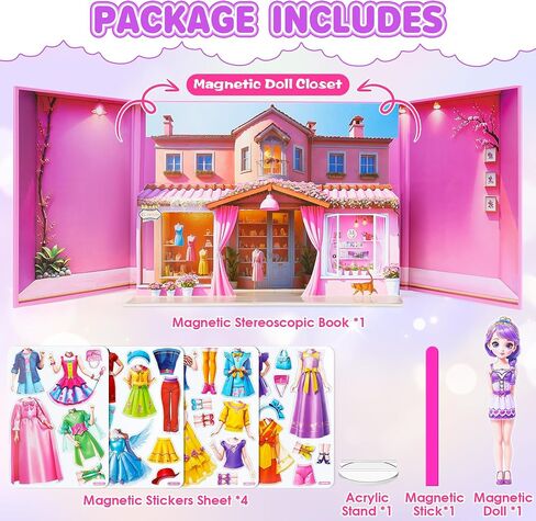 Magnetic Dress Up Dolls for Girls - Princess Magnet Paper Dolls Book with 3D City Buildings - Travel Car Trip Quiet Book Game Toys Easter Birthday Gifts for Kids Toddlers Ages 3 4 5 6 7(Style A) in Saudi Arabia