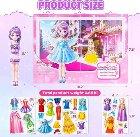 Magnetic Dress Up Dolls for Girls - Princess Magnet Paper Dolls Book with 3D City Buildings - Travel Car Trip Quiet Book Game Toys Easter Birthday Gifts for Kids Toddlers Ages 3 4 5 6 7(Style A) in Saudi Arabia