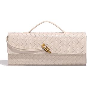 Evening Woven Crossbody Bags for Women Casual Fashion Shoulder Handbag Vegan Leather Clutch Purse