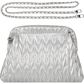 Quilted Vegan Leather Clutch Purse Shoulder Bag for Women, Cloud Dumpling Bag Handbag Crossbody Bag for Daily Wedding