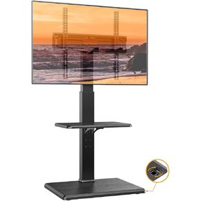 Perlegear Floor TV Stand with Hidden Wheels, Rolling TV Stand for 30-70 inch TVs up to 88 lbs, TV Stand with Swivel & 8 Height Settings, Floor TV Mount Stand with MDF Base, Max VESA 400x400mm, PGFS14
