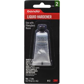 3M Bondo Liquid Hardener 1 Tube 0.37 fl oz., Use with Fiberglass Resin for Auto and Home Repairs Including Tubs, Showers, Sinks, Pools, Hot Tubs, and Boats, Waterproof Repair (00912)