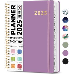 2025 Planner 8.5" x 11", Weekly and Monthly Calendar Planner Book, January 2025 - December 2025, Large HardCover Planner 2025 with Monthly Tabs, Notes Pages, Spiral Bound, Inner Pocket, A4 - Purple