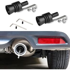 2PCS Car Turbo Whistle Exhaust Pipe Sounder, Car Blow Valve Tip Metal Simulation Muffler, Exhaust Tailpipe Blow Off Valve Aluminum Universal Car Accessories for Most Cars Motorcycles (Silver)