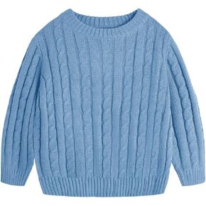 Haloumoning Boys Crewneck Cable Knit Sweaters Kids Long Sleeve Chunky Pullover Tops 4-14 Years
