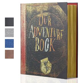 Adventure Book 148-Page DIY Handmade Scrapbook with Retro-Style Embossed Letter Cover - Perfect Travel Diary & Memory Album for Couples,Inspired by the 'Up' Saga,Ideal for Anniversaries & Weddings