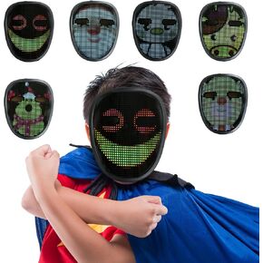 CHEMION Led Face Mask Mini with Bluetooth App, Digital Face Mask for Birthday Parties, Concerts, Costume mask (Kids, USB Charging)