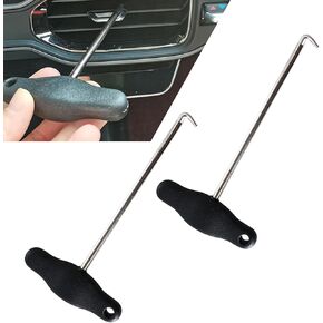 Pack-2 Car Air Vent Panel Disassembly Tool, 3.2" x 6.1" T-Shaped Tire Gravel Hook Pull-Out Special Tool, Air Outlet Panel Hook with Easy-Grip Handle, Compatible with Volkswagen Audi (Black)
