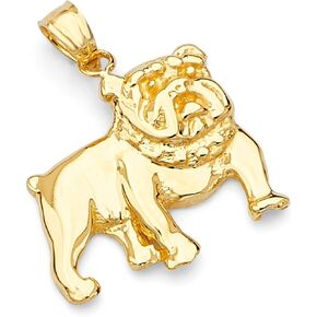 The World Jewelry Center 14k Real Yellow Gold Bulldog Charm Pendant