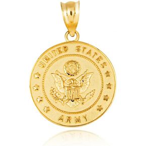 United States Army Officially Licensed Eagle Emblem Medallion Fine Pendant Real Solid 10Kt Gold