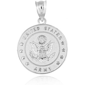 United States Army Officially Licensed Eagle Emblem Medallion Fine Pendant Real Solid 10Kt Gold