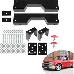 6 Inch Rear Axle Drop Lowering Flip Kit & C-Notch Rear Support Replacement for 1988-1998 Silverado C1500/Sierra C1500