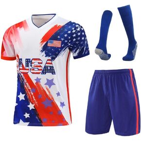 USA Children's Soccer Jerseys Kids, Youth Training Jerseys, Sportswear, Soccer Enthusiast Gifts for boy and Girl