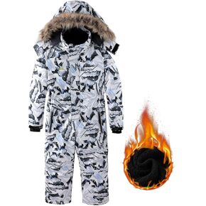 AFILOK Kid's Winter Overalls Ski Suits Boy's and Girl's Waterproof Snowboard Jumpsuits One Piece Snowsuit Jackets Coats