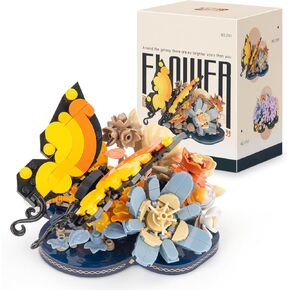 Flower Bouquet Butterfly Building Set, Bonsai Tree Flowers Building Blocks with Dust Cover, 530 PCS Micro Bricks Botanical Collection Kit, Birthday Gift for Women Girlfriend Adults 12+