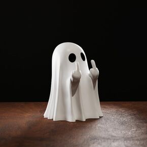 Halloween Ghost Figurine - Spooky Resin Middle Finger Ghost Statue, Cute Ghost Decor for Halloween Decorations, Porch and Indoor Spooky Home Decor