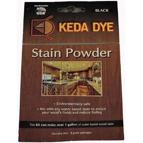 Black Dye - Keda Coal Black Powder Wood Dye 25 Grams Makes 1 Gallon Black Stain Color